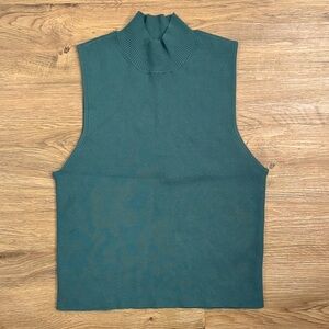 Madewell Ribbed Mock Neck Top in Green